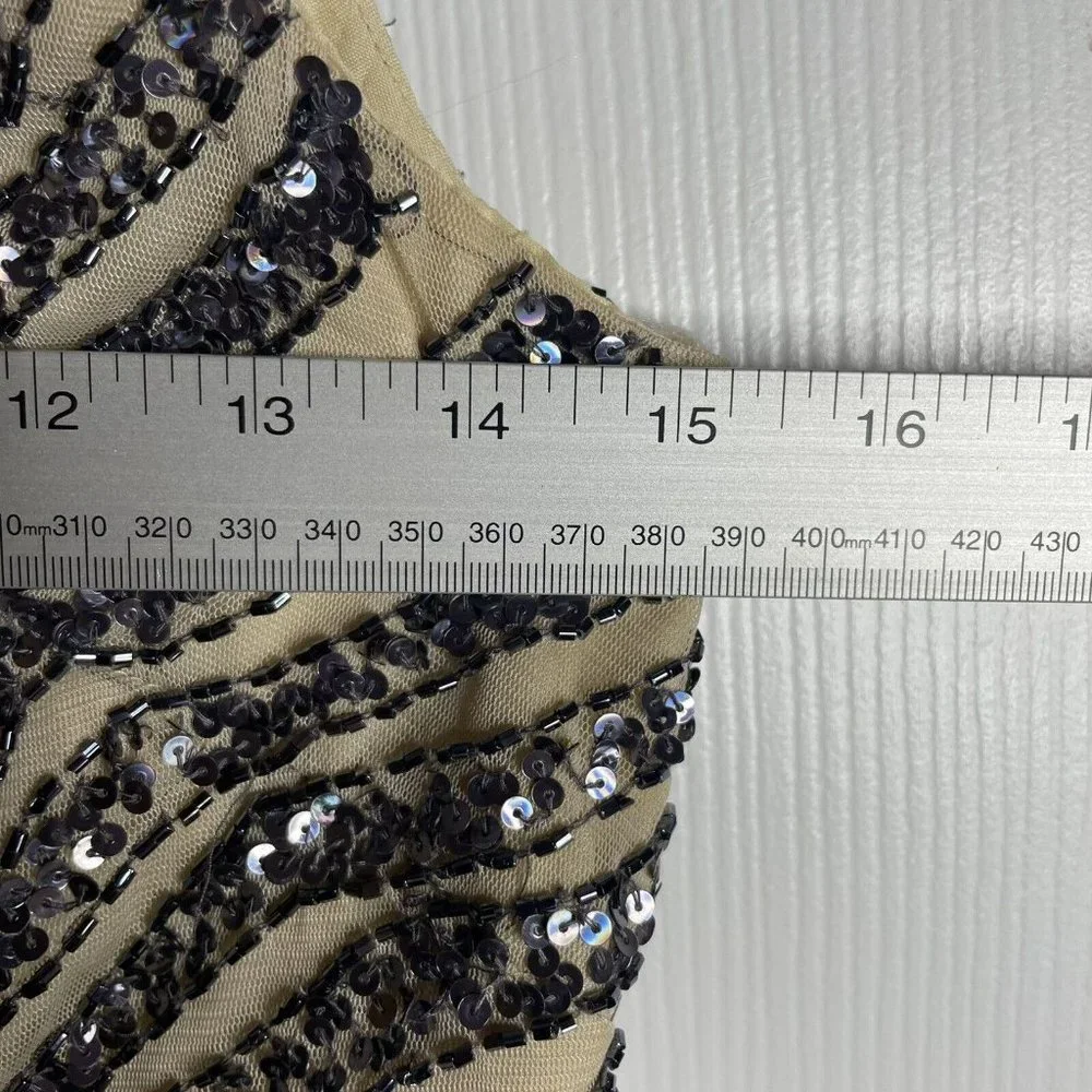 Basix Black Label Sequin Beaded Sleeveless Mini Dress Size 4 Cocktail Formal - Picture 5 of 9